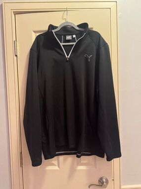 Puma Golf Black Quarter-Zip Pullover with White Trim
